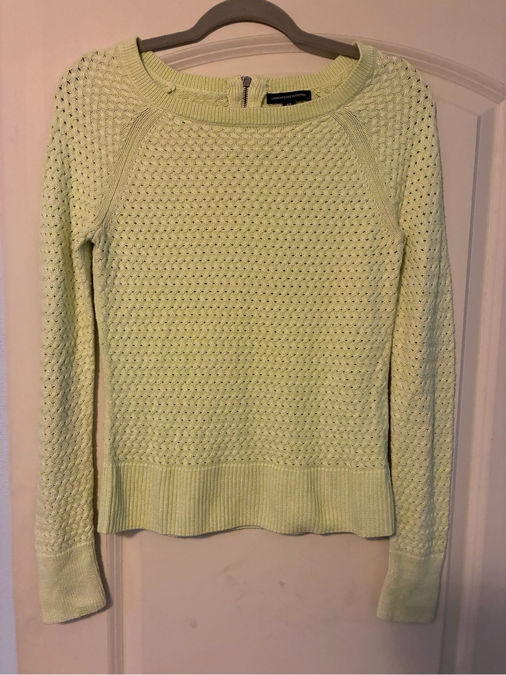 American Eagle Outfitters Pale Green Textured Crewneck Sweater